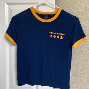Navy cropped Santa Monica tee